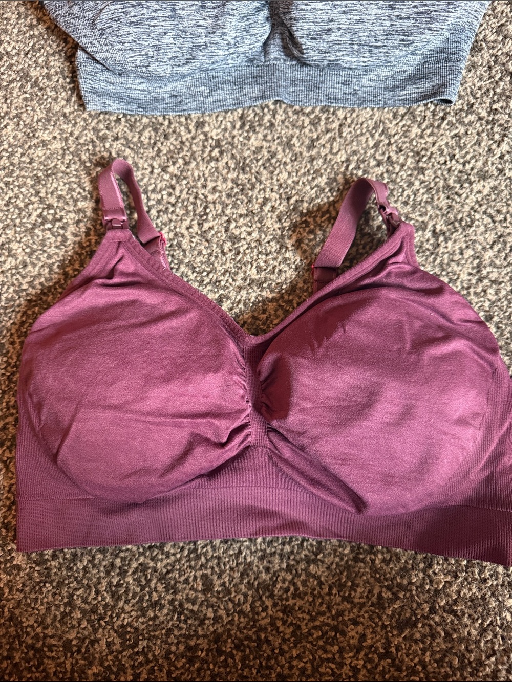 Motherhood Maternity Wireless Nursing Bralette in Plum and Heather Gray - Picture 2 of 8